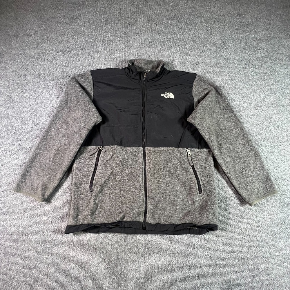 The North Face Boys XL Gray Black Colorblock Polartec Fleece Full Zip Jacket
